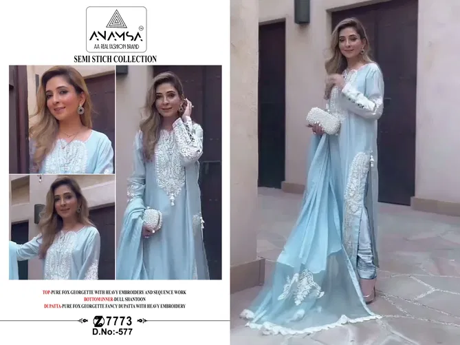 Anamsa 577 Faux Georgette Embroidery Pakistani Suit Suppliers In India